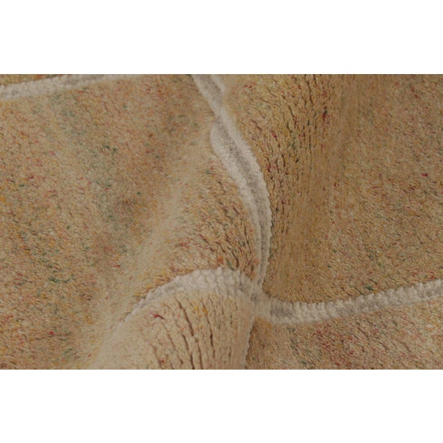 Textile Rug & Kilim’s Scandinavian-Inspired Rug, Geometric Pattern in Gold and Beige For Sale - Image 7 of 8