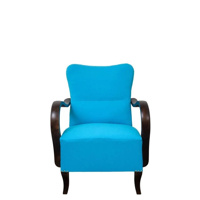 Set of Art Deco Blue Armchairs, 1920s For Sale - Image 9 of 11