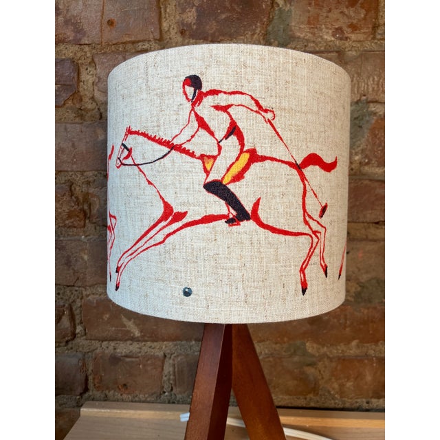 Original hand painted one of a kind lampshade by Pauline de Roussy de Sales Tripod Table Lamp, Small Cute Bedside Lamp,...