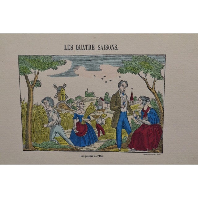 1920s Set of 4 French Imagerie Pellerin “Four Seasons” Hand-Colored Prints, Epinal For Sale - Image 10 of 18