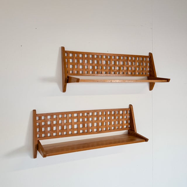 Mid-Century Wall Shelves with Woven Back Panel from Úluv, 1960s, Set of 2 For Sale - Image 3 of 12