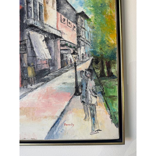 1980’s “Parisian Street Scene” Oil on Canvas Painting by Beverly For Sale - Image 9 of 12