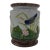 1994 Vintage Seymour Mann Hand-Painted Majolica Bird & Water Lily Ceramic Jar For Sale