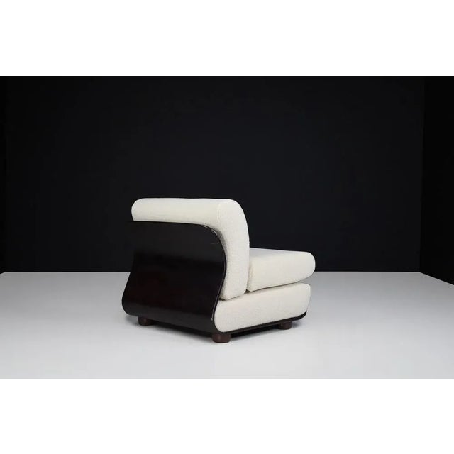 1970s Vintage Italian Lounge Chair with Bentwood Frame and New Bouclé Upholstery, 1970s For Sale - Image 5 of 10