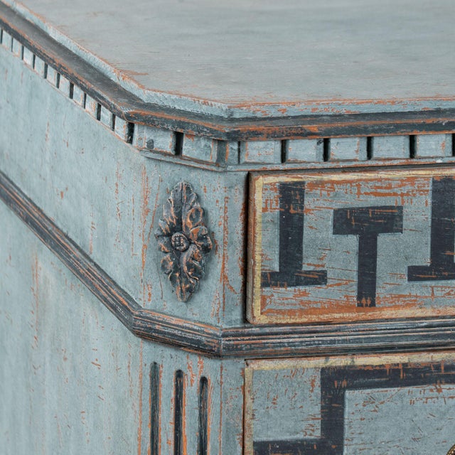 19th Century Blue Painted Swedish Gustavian Chest of Drawers For Sale - Image 11 of 16