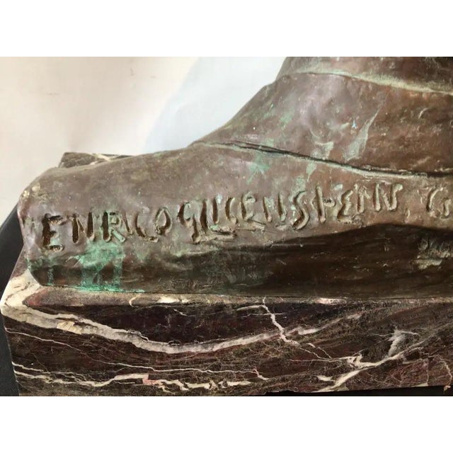 Antique Bronze Bust of Jimmy Walker on Marble Base Signed by Artist For Sale - Image 11 of 13