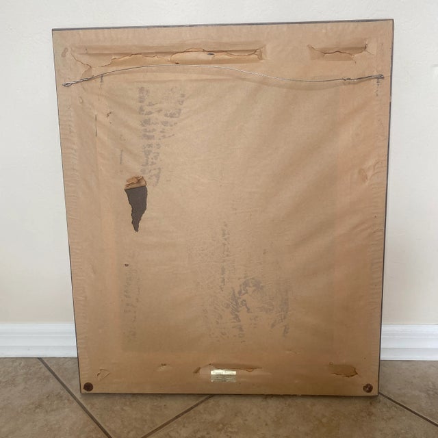 Vintage Hollywood Regency Art Decco Portrait of a Woman Acrylic Painting by Toni Trevoire For Sale - Image 9 of 10