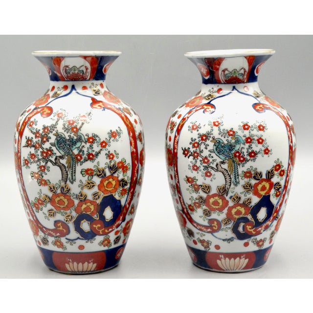 Japanese Antique Japanese Porcelain Imari Vases, a Pair For Sale - Image 3 of 9