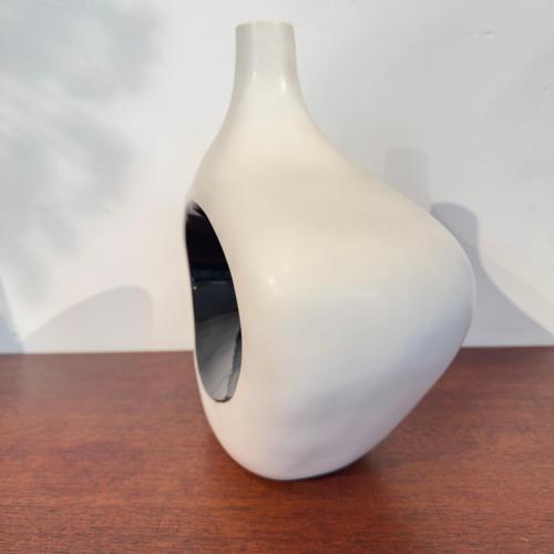 Vintage Italian White and Black Ceramic Vase with Organic Abstract, 1980s For Sale - Image 12 of 18