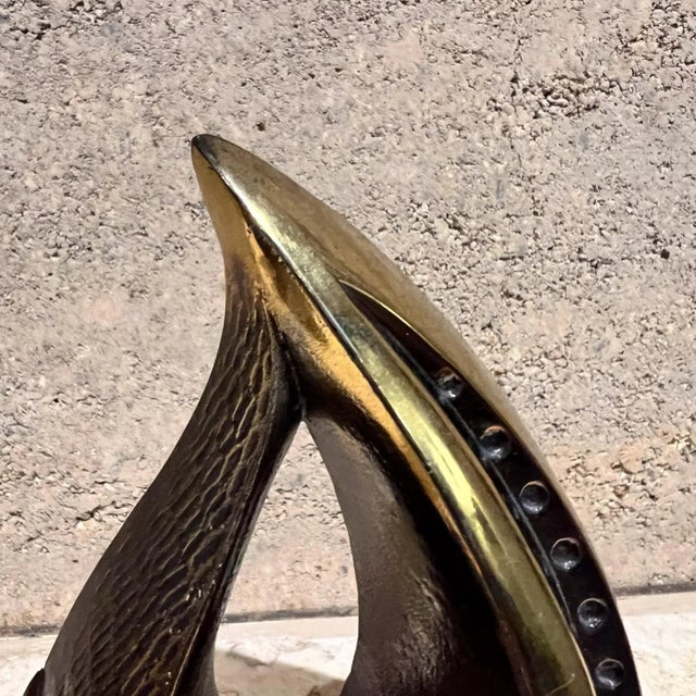 Mid-Century Modern Teardrop Brass Bookends by Ben Seibel for Jenfred Ware, Usa Mid-Century For Sale - Image 3 of 12