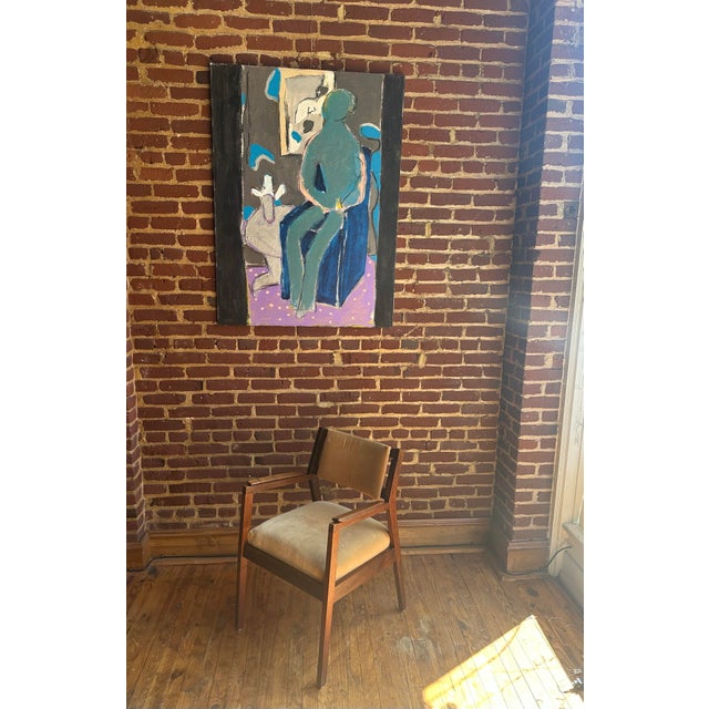 Item: Mid Century Modern Wood Frame Arm Chair Maker: Gunlocke Period: 1960s Place of Origin: United States Materials:...