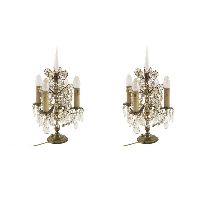 Brown Antique Art Nouveau Bronze Table Lamps, Set of 2 For Sale - Image 8 of 8