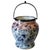 Metal Antique English Staffordshire Style Flow Blue & Blush Biscuit Barrel, C. 1890 For Sale - Image 7 of 11