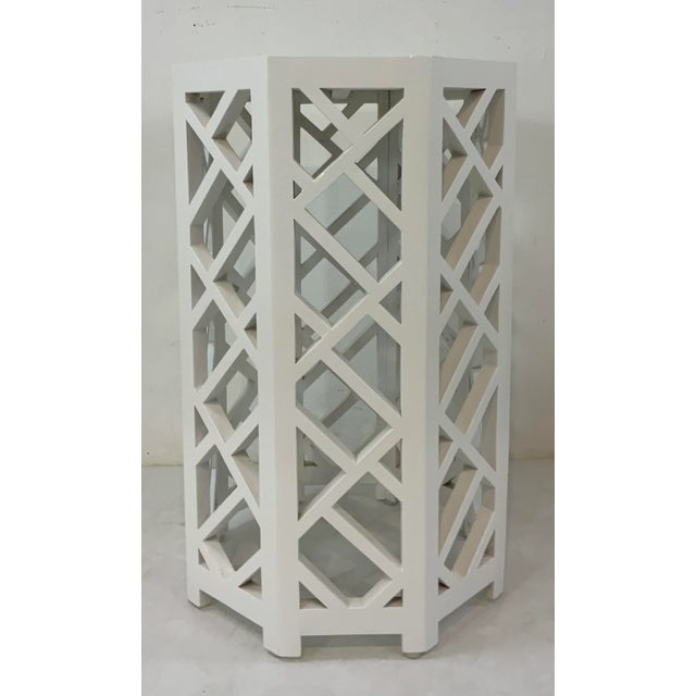 Modern White Wood Octagonal Fretwork Side Table Chairish