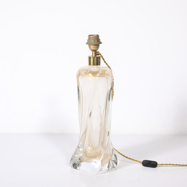 Modernist 24kt Gold Fleck Murano Glass Table Lamps Signed Vittorio Rigattieri For Sale - Image 11 of 14