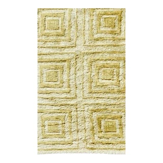 1970's Green Greek Key Design Shag Wall Tapestry For Sale