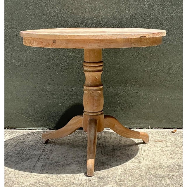 Late 20th Century Vintage Turned Wood Pedestal Side Table For Sale - Image 5 of 16
