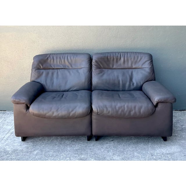Mid-Century Modern Vintage De Sede Leather Two-Seater Sofa For Sale - Image 3 of 16