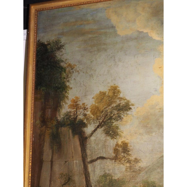 A Rare and Monumental 18th Century Italianate Landscape Oil on Canvas by Dutch Old Master W. Troost the Elder (1684-1752) For Sale - Image 9 of 18