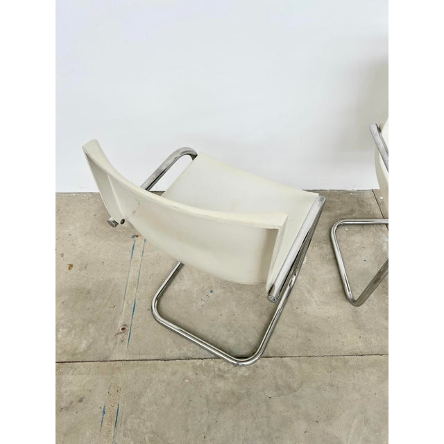 Vintage Space Age Chairs with White Molded Shell and Chrome Tubing, 1970s, Set of 2 For Sale - Image 11 of 18