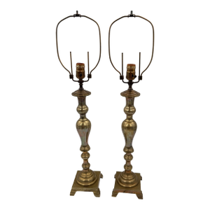 1970s Pair of Vintage Stiffel Brass Table Lamps – 30" Tall