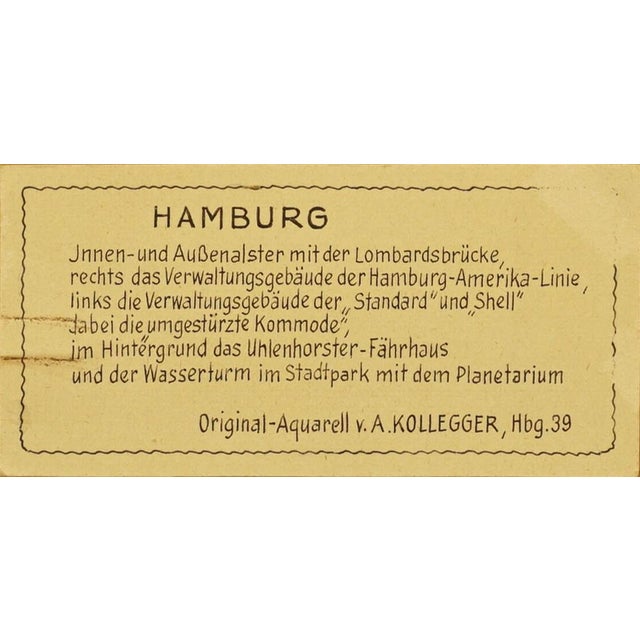 Vintage Framed Watercolor Painting Hamburg Cityscape River Artist Signed 1939 For Sale - Image 4 of 4