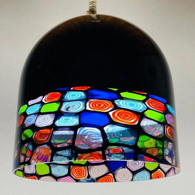 Original vintage murano pendant lamp Tinta by Renato Toso and Noti Massari. Hand blown glass with multicolor murrine....