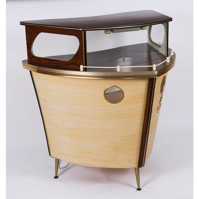 Vintage Modernist Boat Cocktail Bar by Umberto Mascagni for Harrods, 1950s For Sale - Image 9 of 18