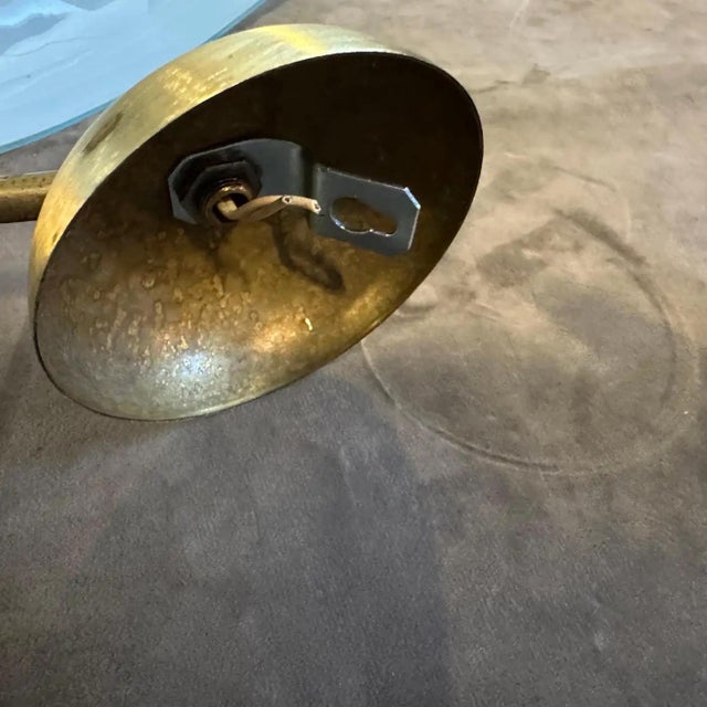 Mid-Century Modern Two 1950s Mid-Century Modern Brass and Opaline Glass Italian Wall Sconces For Sale - Image 3 of 11