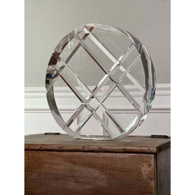 1980s 1980s Signed Lucite Geometric Round Sculpture by Walter Prosper For Sale - Image 5 of 11