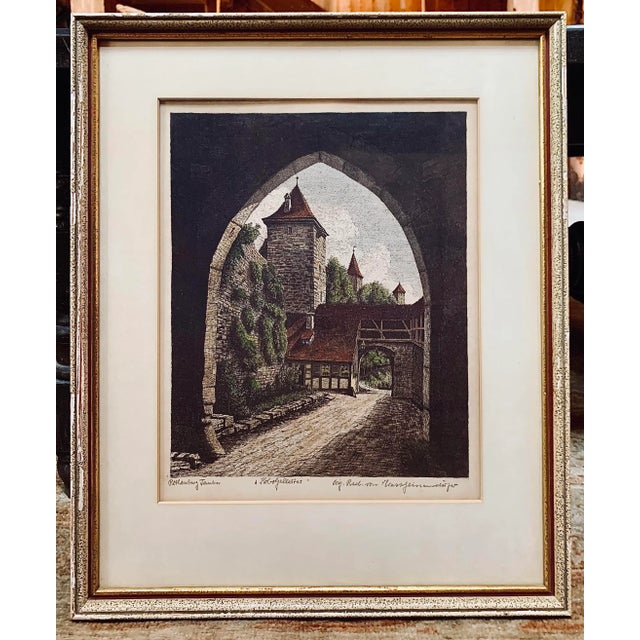 Vintage Original Ernst Geissendorfer Hand-Colored Etching of Rothenburg Tauber, Germany, Circa 1960s For Sale - Image 10 of 10
