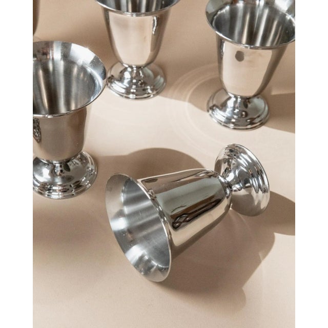 Metal Vintage Stainless Steel Cups, Italy, 1970s, Set of 6 For Sale - Image 7 of 11