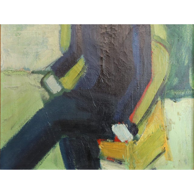 1957 Mid-Century Modern 'A Moment Alone' Vintage Original Figurative Portrait Oil Painting, Framed For Sale - Image 10 of 13