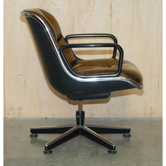 Vintage Brown Leather Office Chairs attributed to Charles for Pollock For Sale - Image 12 of 18