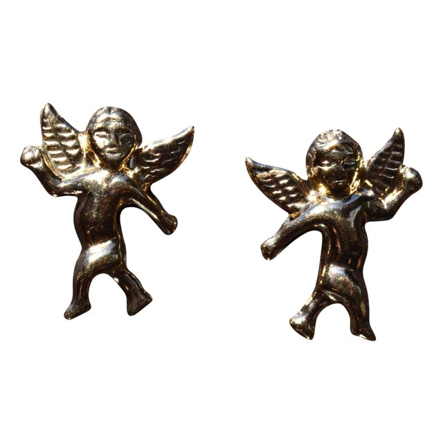 The Angels: Yellow Gold Angel Earrings, 2 Pieces For Sale