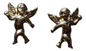 The Angels: Yellow Gold Angel Earrings, 2 Pieces