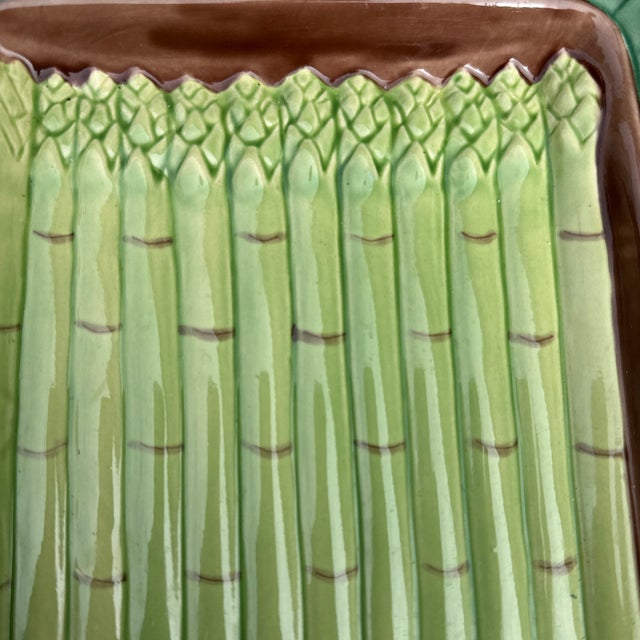 Green 1970s Hand Painted Stoneware Asparagus Tray For Sale - Image 8 of 10