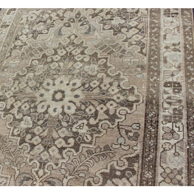 Mid 20th Century Earth Tone and Neutral Tone Vintage Persian Lilihan Rug With Medallion For Sale - Image 5 of 13