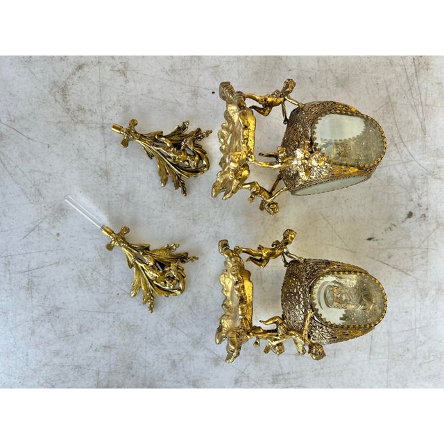 Antique Figaro Metal Glass, Perfume Bottles Pair For Sale In West Palm - Image 6 of 10