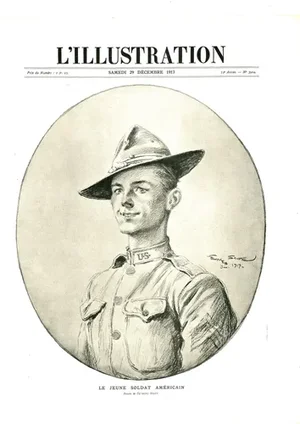 1914-18 the Great War, the Young American Soldier Print by Georges Scott a Renowned French War Artist