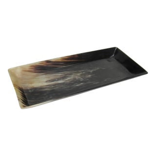 Hand-Honed & Carved Rectangular-Shaped Horn Display Dish or Catchall Bowl For Sale