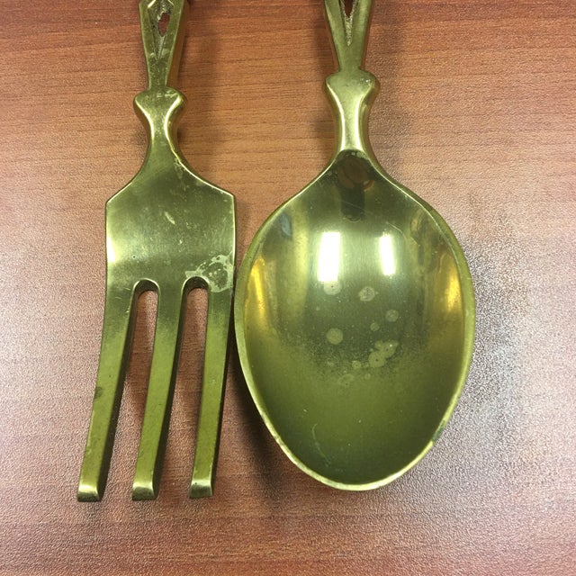 Vintage Brass Decorative Servers Fork And Spoon Chairish
