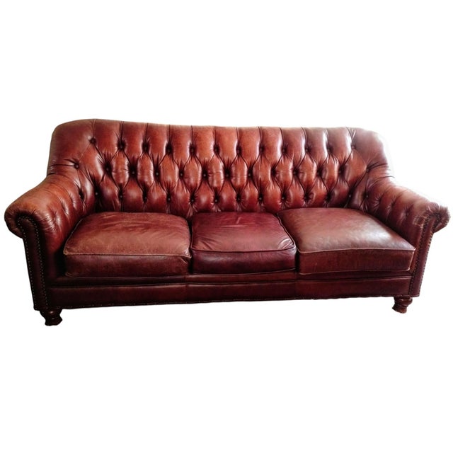 American Leather Elevate Your Living Space With This Timeless Chesterfield Sofa and Matching Club Chair Set. For Sale - Image 4 of 12