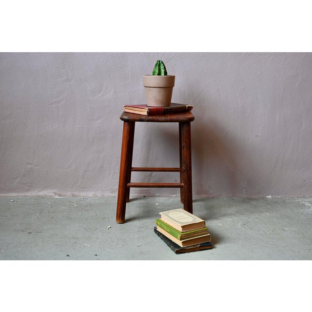 1970s Vintage Country Bohemian Stool in Wood, 1970s For Sale - Image 5 of 5