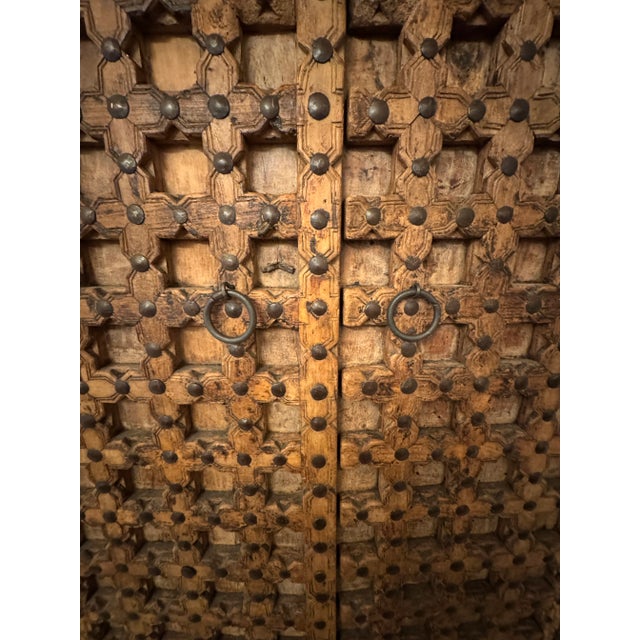 Indian 1990s Vintage Indian Teak Wood Door Corner Cabinet Armoire, Tv Stand For Sale - Image 3 of 11