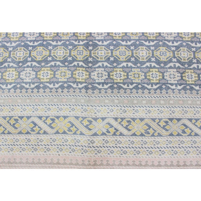 Antique Khotan Rug in Shades of Blue With Gray, L. Pink and Yellow Accents 9'8 X 13'4 For Sale - Image 9 of 13