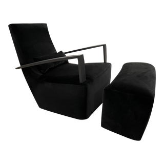 2000s Ligne Roset Modernist Neo Rocking Chair and Ottoman Set- 2 Pieces For Sale