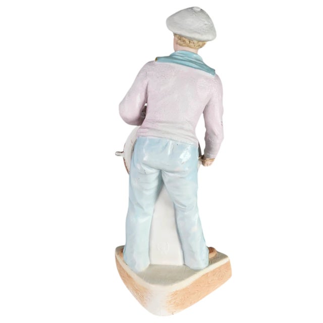 Late 20th Century Gebruder Heubach Young Man at a Ship’s Steering Wheel Figurine 11.5" For Sale - Image 5 of 10