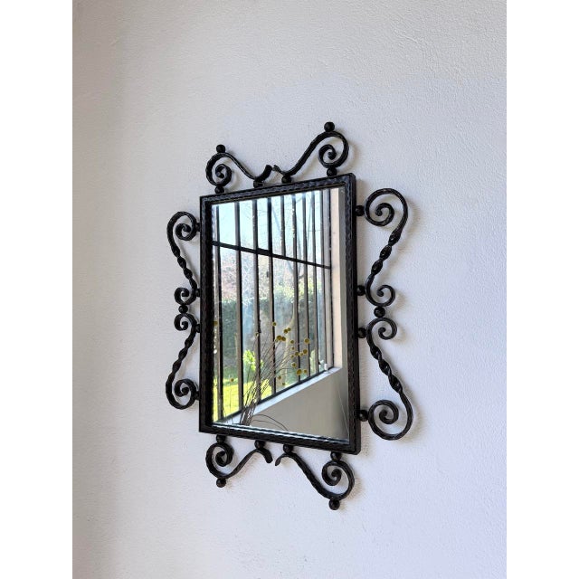 Metal Brutalist Wrought Iron Mirror, 1940s For Sale - Image 7 of 18