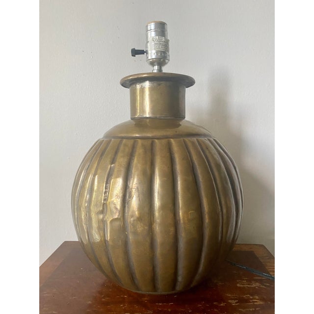1970s Ribbed Melon Ball Table Lamp For Sale In Nashville - Image 6 of 12